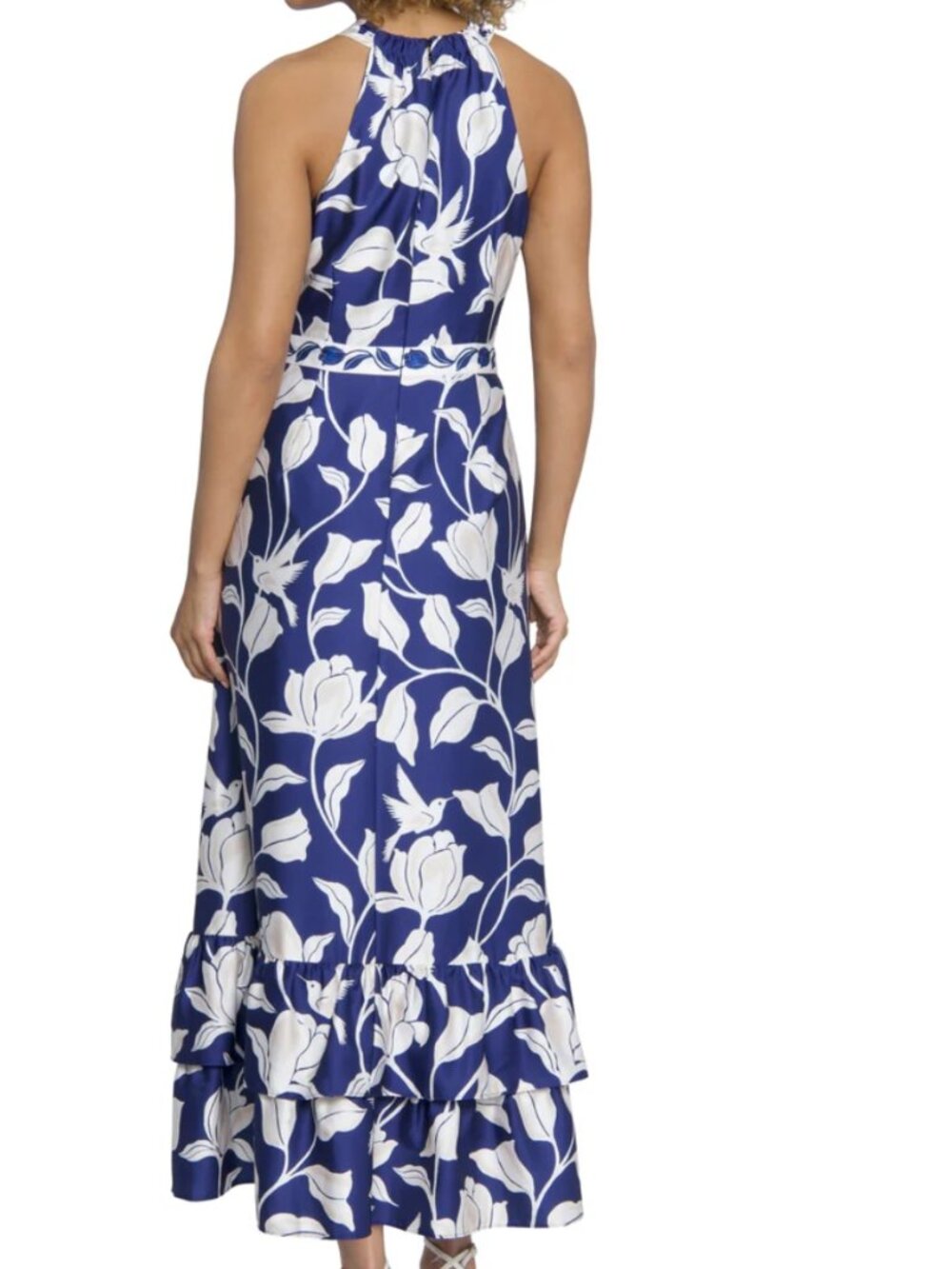 Maggy London Blue and Cream Unity Maxi Dress Size 12 - Picture 2 of 8
